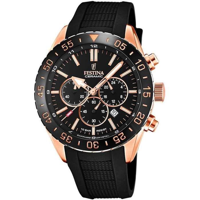 Montre - FESTINA - Montre Festina acier rosé silicone noir - Quartz - Analogique - Homme