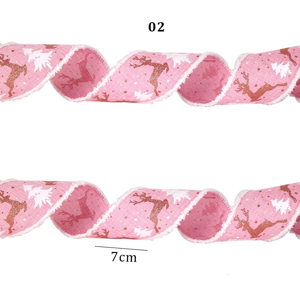 2M подарочная упаковочная ткань лента с завитками принт лося проволочный край рождественская елка бант классический