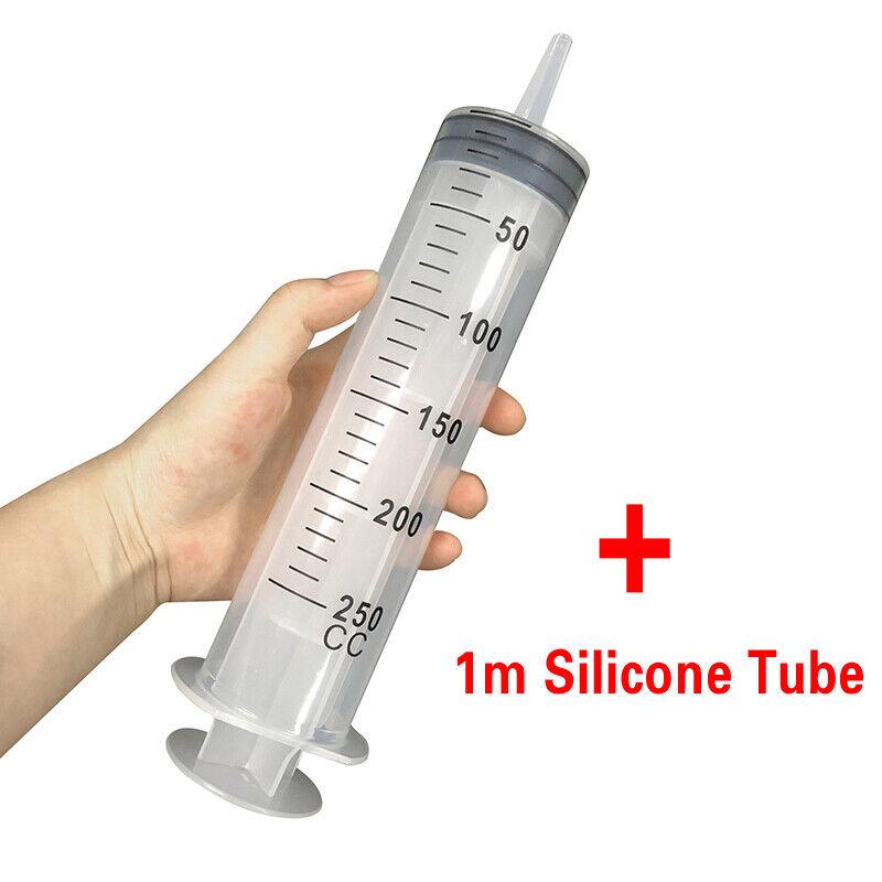 Пластиковый шприц большой емкости 150-500 мл с шлангом длиной 1 м, многоразовый стерильный измерительный шприц для инъекций питательных веществ, гидропоника