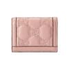 Gucci GG Embossed Blush Pink Leather Card Case Wallet With Gold Tone Interlocking G Logo For Women Luxury Daily Use