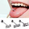 2PCS Punk Style Surgical Steel Carved Bad Word 14G Barbell Bar Tongue Ring Stud Piercing Body Jewelry