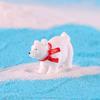 2 Pcs/Set Christmas Polar Bear Ornaments, DIY Mini Christmas Hat Scarf White Bear Garden Snow Landscape Ornaments, Succulent Potted Flower