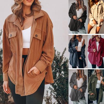 Зимняя женская мода Кардиган на одной пуговице с длинным рукавом Флисовый свитер Шерстяная куртка