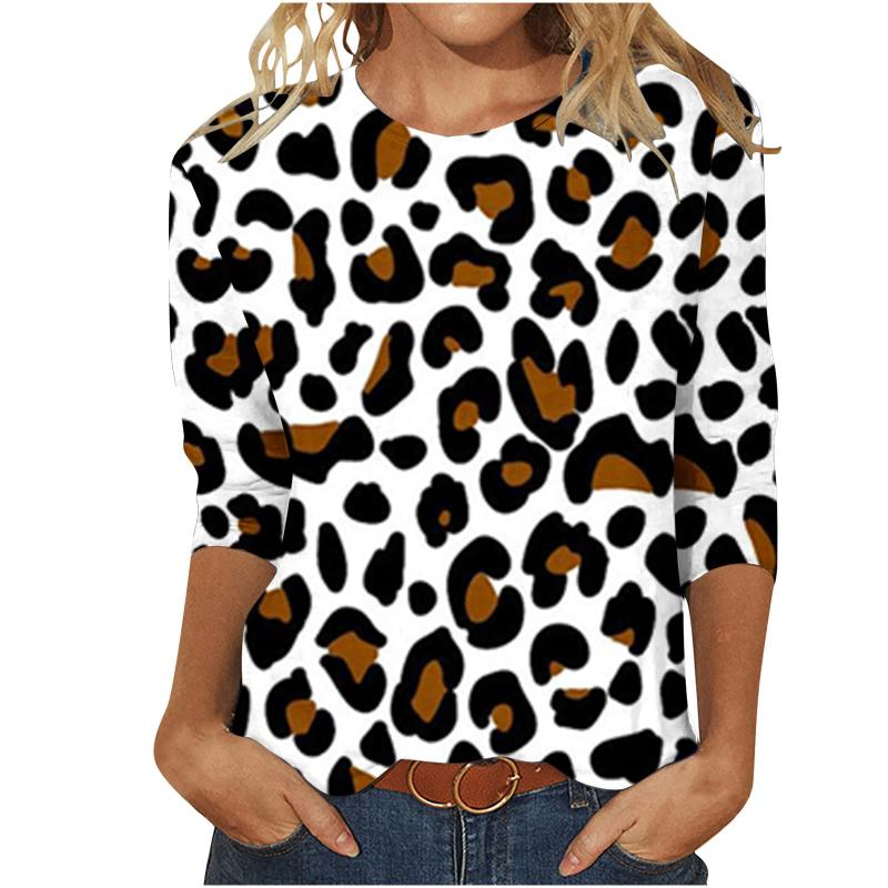 2025 Nouveau Femmes Fleur Mode Imprimé À Manches Longues T-shirt Sport Loisirs Mignon Polyester Ultra-mince Col Rond À Manches Longues