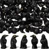 10 шт. Смоляные Фигурки Воронов на Хэллоуин Ручная Роспись Реалистичные Мини-Вороны Декор Черные Вороны с Кривой Головой Украшения