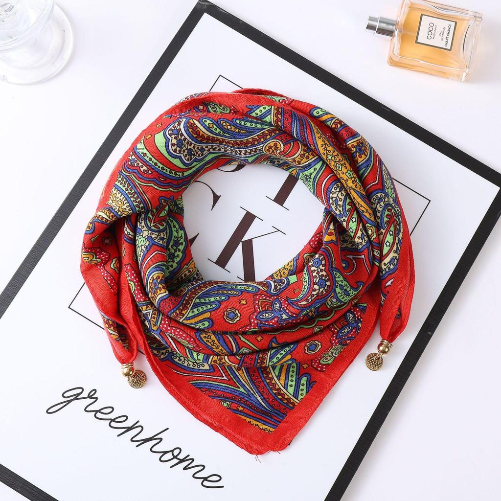 Осенне-зимний шелковый шарф в западном стиле с корейским акцентом в виде магнитного золотого шарика