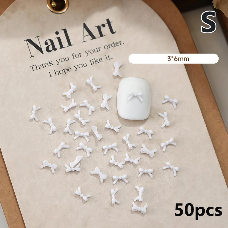 50Pcs Mini Bow Nail Charms Bulk Mix 3D Bowknot Nail Art Decoration Accessories For Diy Manicure Korean Design