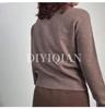 DIYIQIAN Women's Elegant Wool Knit Crew Neck Cardigan - Short Autumn/Winter Top