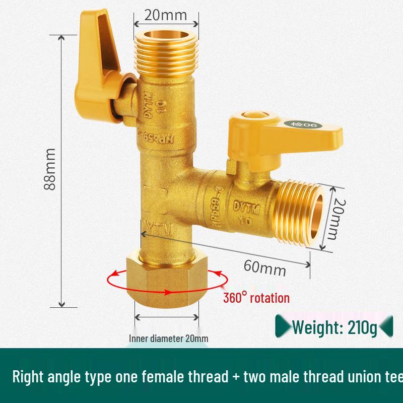 Shieldyun Gas Three-Way Valve with Switch for Natural Gas Meter Pipeline - Ball Valve Connector