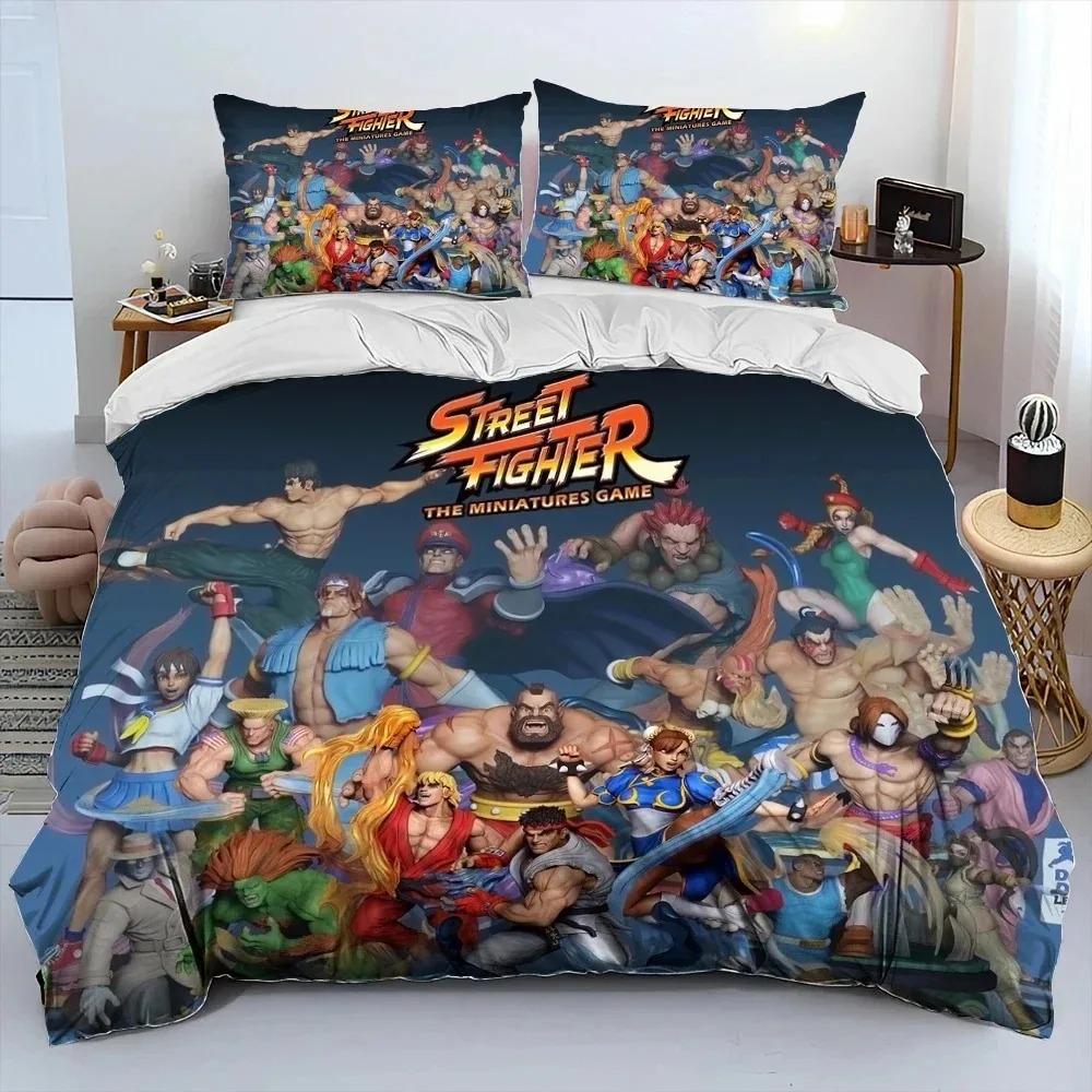 3D-принт Street Fighter Retro Game Комплект постельного белья Пододеяльник Постельный комплект Одеяло Наволочка Одеяло размера King Queen Для мальчиков Взрослых