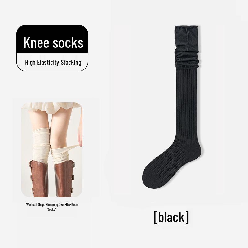 Женские белые носки из чистого хлопка выше колена - Осенне-зимние носки с высоким паголенком, носки до икры, стиль JK, идеально подходят к ботинкам.