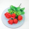 Искусственная роза, 6 головок, поддельный шелковый цветочный букет, реалистичный букет роз с длинным стеблем для свадебного букета, День святого Валентина