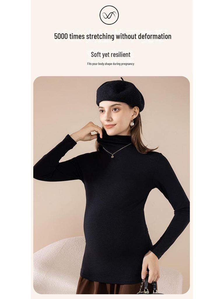 Топ для беременных с полувысоким воротником, эластичный, на весну и осень