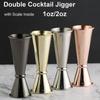 1PC Double Cocktail Jigger Duální design s měřítkem uvnitř nerezové ocelové tyče odměrky Japonský jigger