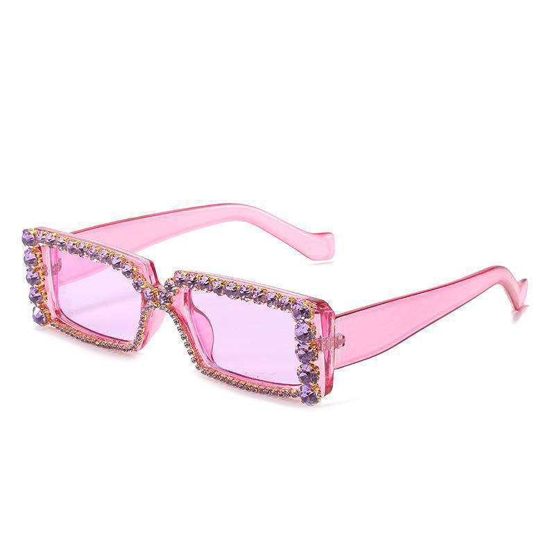 Personalized diamond-encrusted sunglasses, European and American trend versatile handmade square sunglasses, point diamond glasses