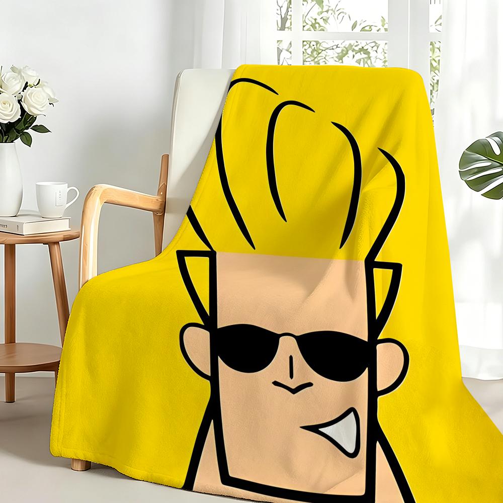Cartoon J-Johnny Bravos Throw Flannel Blanket Perfect for Sofa Office Bed Travel Sleep Read Relax Camping four season use