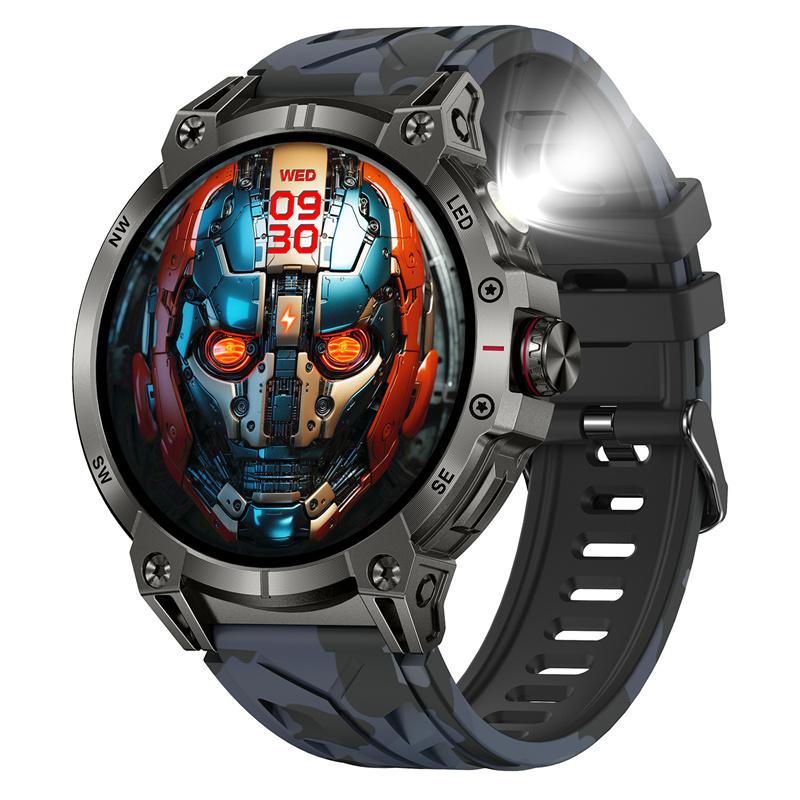 Умные часы KC89 для мужчин, для занятий спортом на открытом воздухе, светодиодный фонарик, компас, Bluetooth-звонок, голосовой ИИ, мониторинг здоровья, фитнес-трекер, смарт-часы