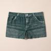 Women Shorts High Stretchy Imitation Denim Short Leggings with Pockets Tight Fitting Summer Shorts Daily Wear