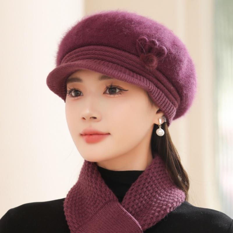 Шапка женская осенне-зимняя утепленная шапка модная защитная шапка для ушей плюшевая универсальная шерстяная шапка вязаная шапка