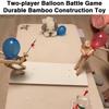 Balloon Bamboo Man Battle Toy Handmade Wooden Fencing Puppets Fast-Paced Interactive Toy 2 Players Battle Game with Balloons