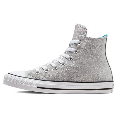 Chuck Taylor All Star Замшевые Высокие Кеды Повседневные Холщовые Женские Кроссовки Серые Серебристые 572046C