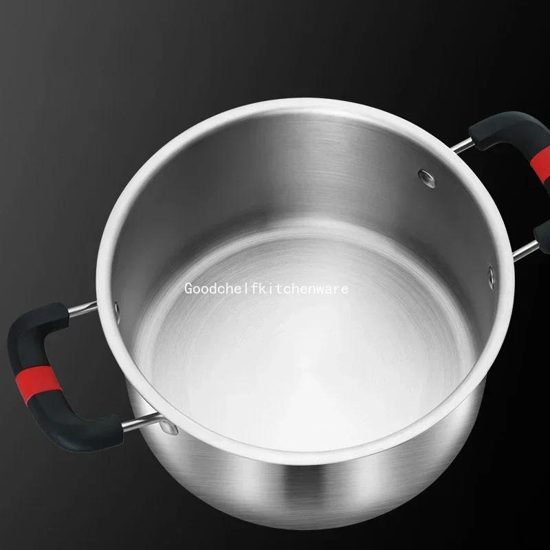 Суповая кастрюля из нержавеющей стали 316 Бытовые толстые цельнолитые кастрюли Миска для каши Бутылка для молока пищевой класс газ кастрюля с двумя ручками пароварка