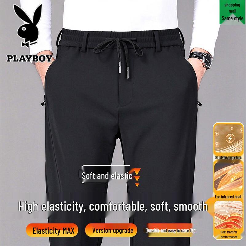 PLAYBOY Мужские повседневные прямые брюки с флисовой подкладкой