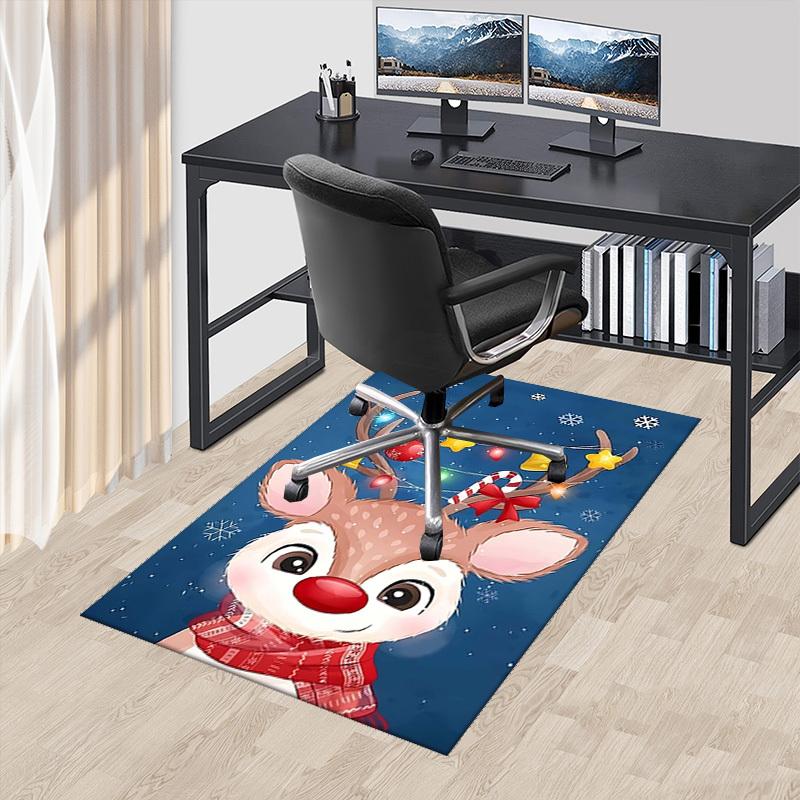Christmas Deer Chair Mat - Anime Cartoon Design, Non-Slip Carpet for Office, Home Decor, Living Room, Bedroom, Gaming Room & Dormitory.R079