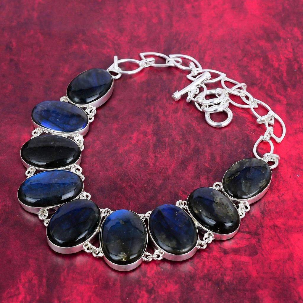 Labradorite 925 Solid Sterling Silver Necklace & Bracelet Jewelry Set For Her, Handmade Jewelry, Natural Gemstone Jewelry For Women