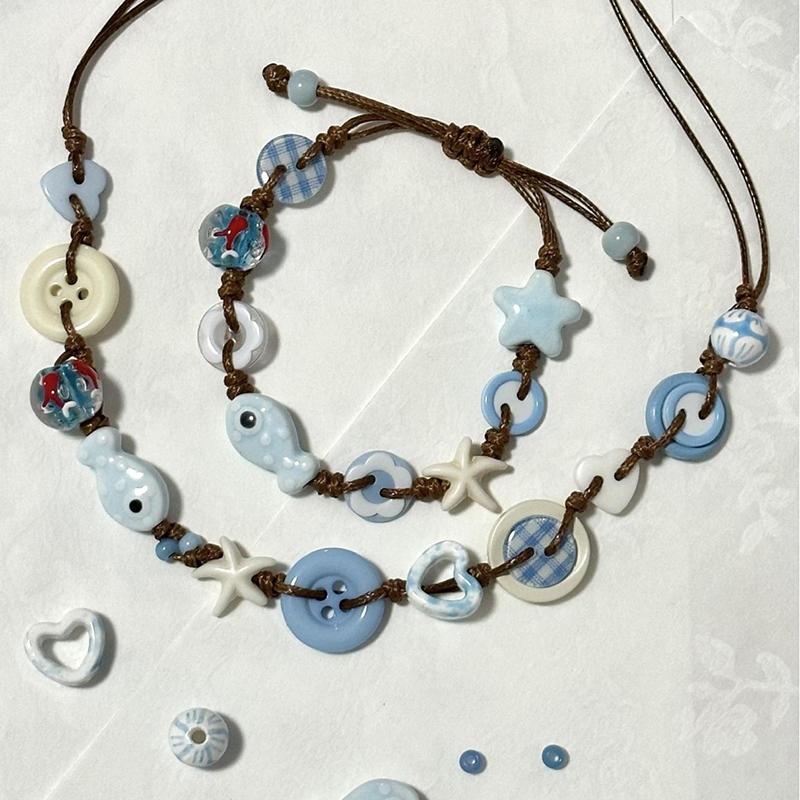 Бохо Керамический Браслет с Бусинами, Плетеное Изделие со Звездой и Рыбой, Праздничные Стильные Украшения и Аксессуары для Женщин