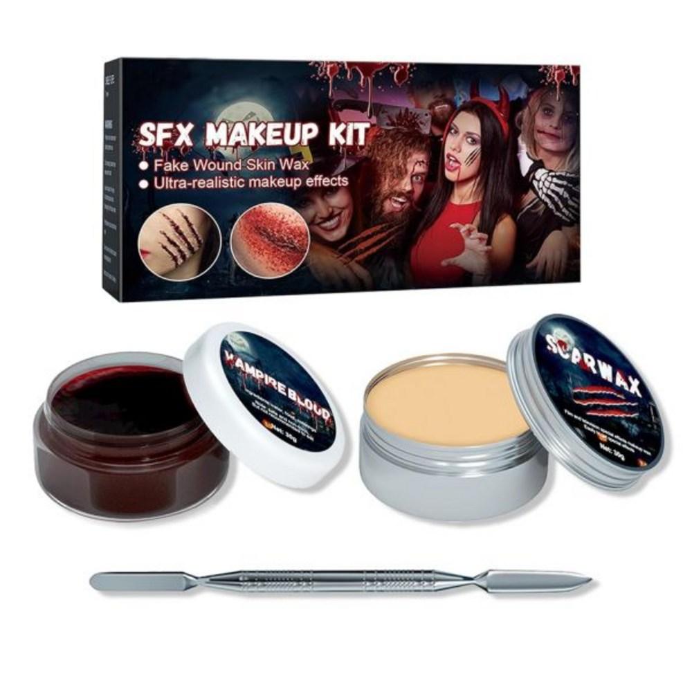 Моделирование ран, воск для кожи, искусственный нос, SFX, зомби, вампир, косплей, макияж, спецэффекты на Хэллоуин, набор для воска для шрамов и геля для крови, набор для воска для шрамов, искусственная кровь