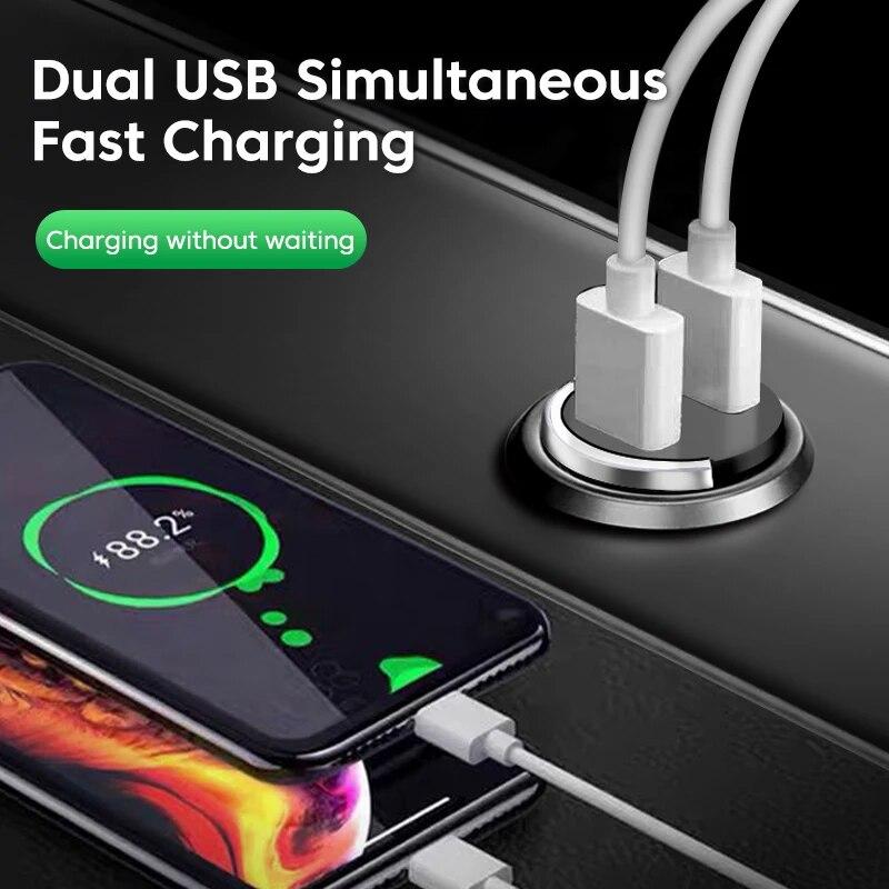 1 шт. 200 Вт мини-зарядное устройство с двумя портами USB для автомобиля, прикуриватель, быстрая зарядка, автомобильный адаптер для зарядного устройства телефона для iPhone 13 12 Xiaomi Huawei Samsung