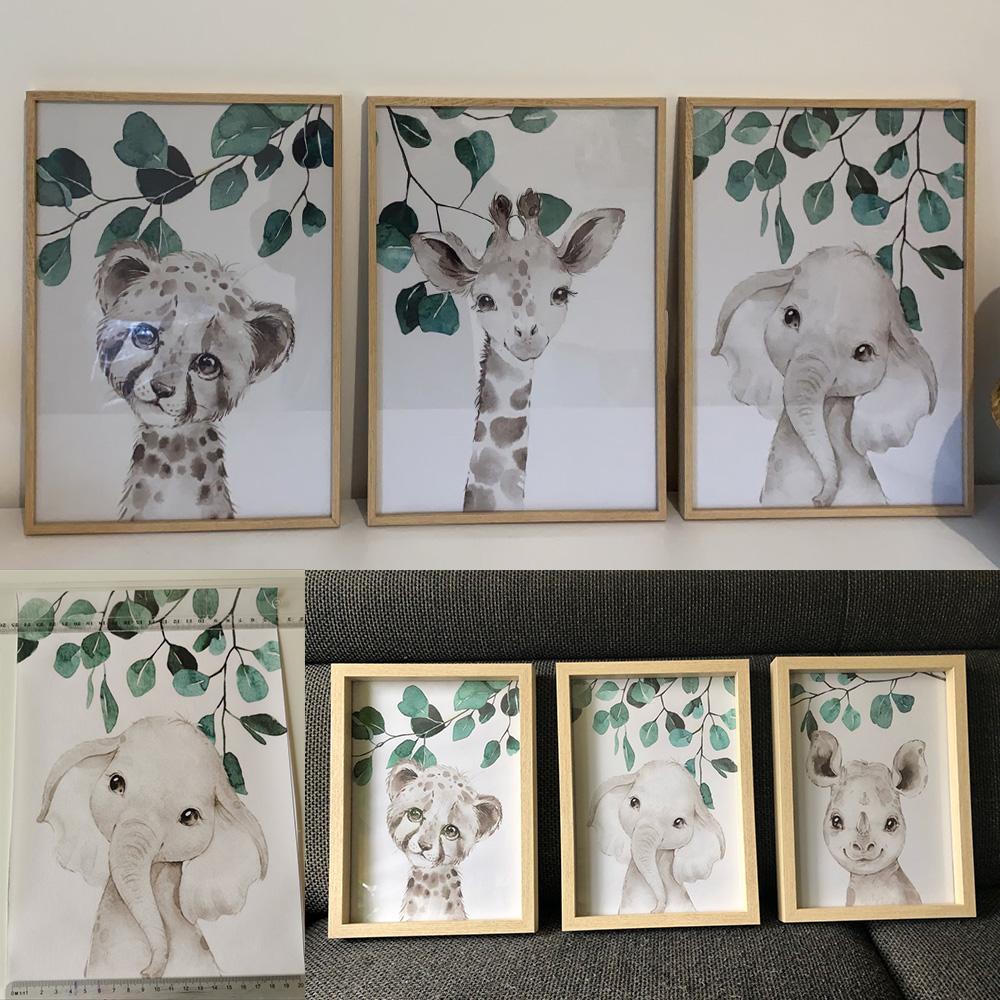 Personalized Kid Room Picture Customize Baby Bedroom Decoration Wall Art Poster Print Eucalyptus Animal Zebra Giraffe Pictures