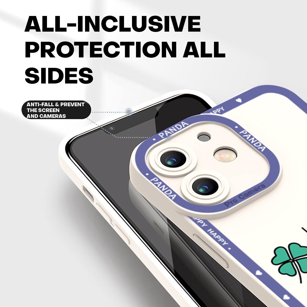 For iPhone 16 15 14 Pro Max Redmi Note 13 12 Pro Samsung S25 S24 Ultra A13 A14 A15 A16 Full Camera Protect Soft Silicone Panda Pattern Casing