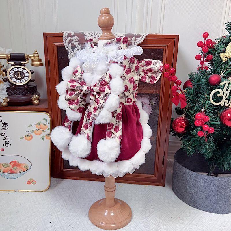 Winter Warm Dog Coat Small Breeds Pomeranian Teddy Cotton Thickened Princess Dress