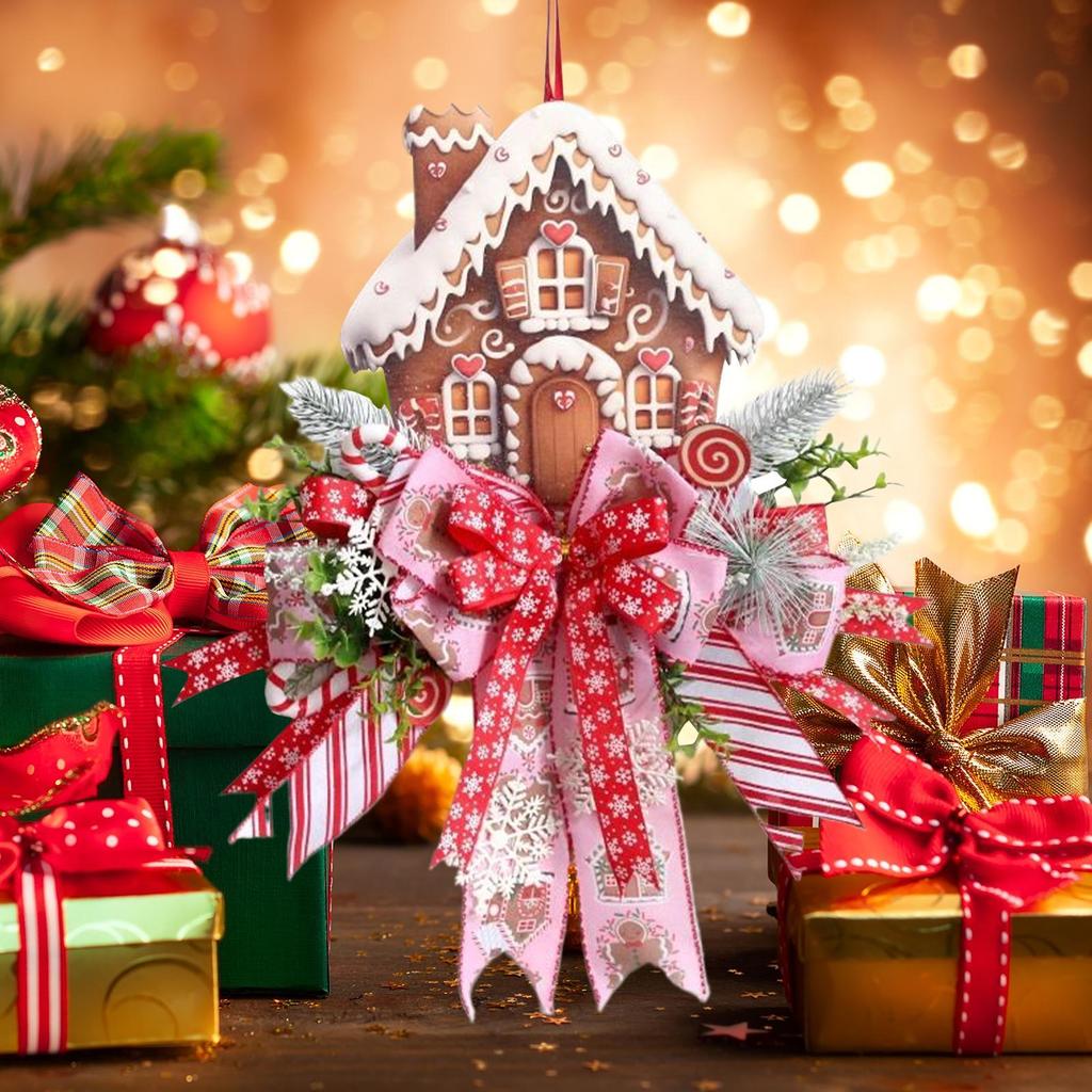 1pcs Gingerbread Christmas Wreath 50cm/20-inch Artificial Wreath Door Sign Christmas Decoration For Farmhouse Fence