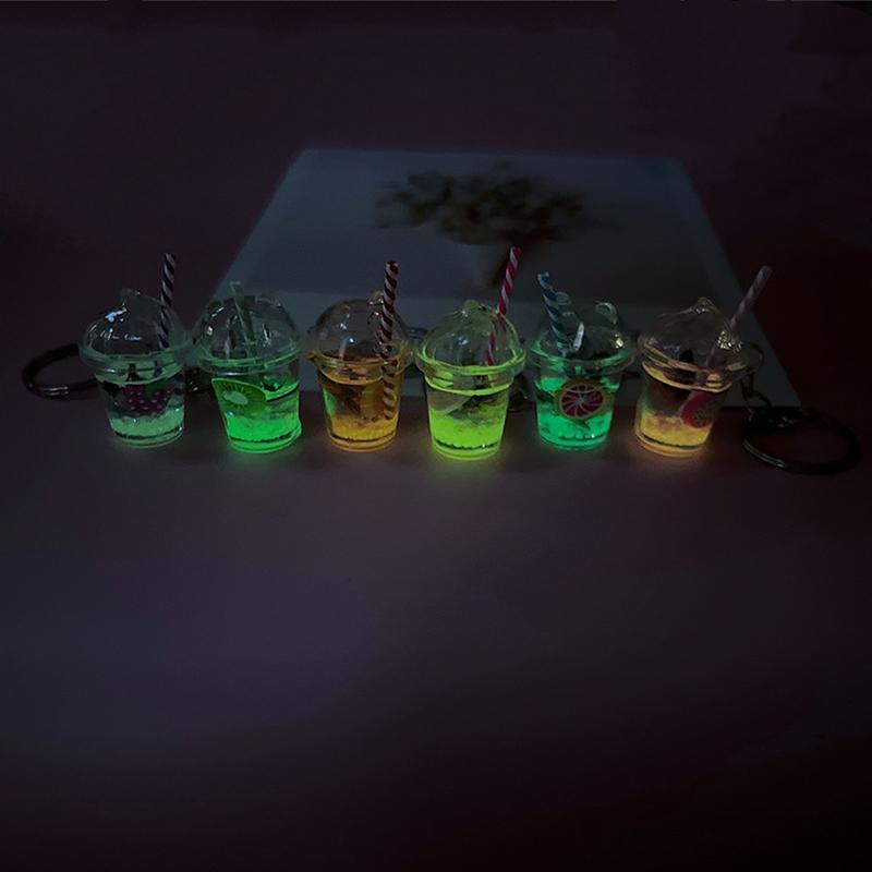 1 шт., креативный мини-светящийся молочный пузырь, чашка чая, брелок для ключей для женщин и мужчин, милая сумка, подвеска, кольцо для ключей от автомобиля, ювелирные изделия, подарки