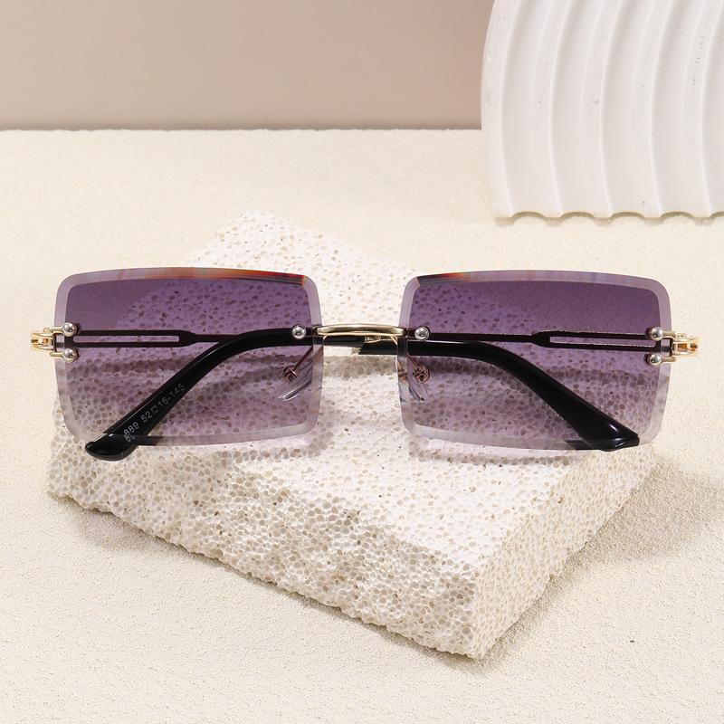 Солнцезащитные очки квадратной формы для женщин, безободковые, с обрезанным краем, антибликовые, мужские солнцезащитные очки, европейско-американские солнцезащитные очки для женщин