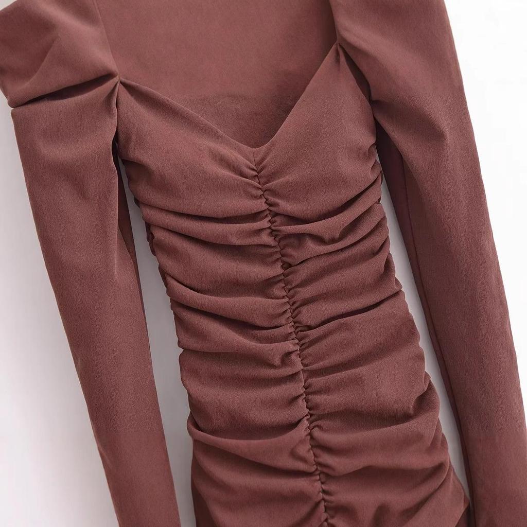 2025 Spring Fashion: Women's European & American Slim Stretch Pleated Dress