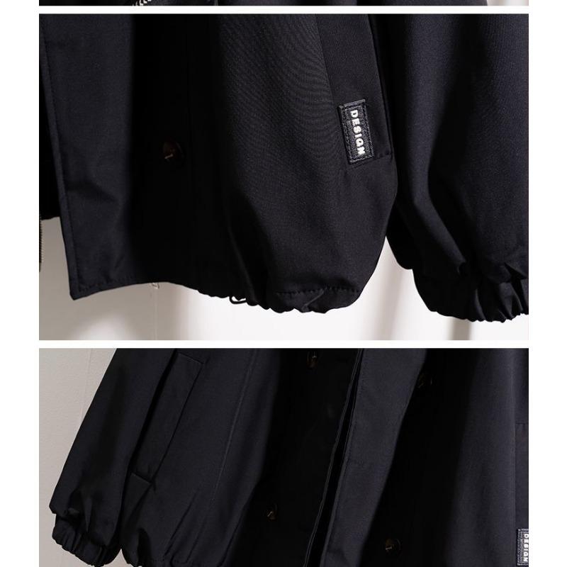 Women Green Workwear Hooded Regular Shoulder Short Windbreaker Jacket