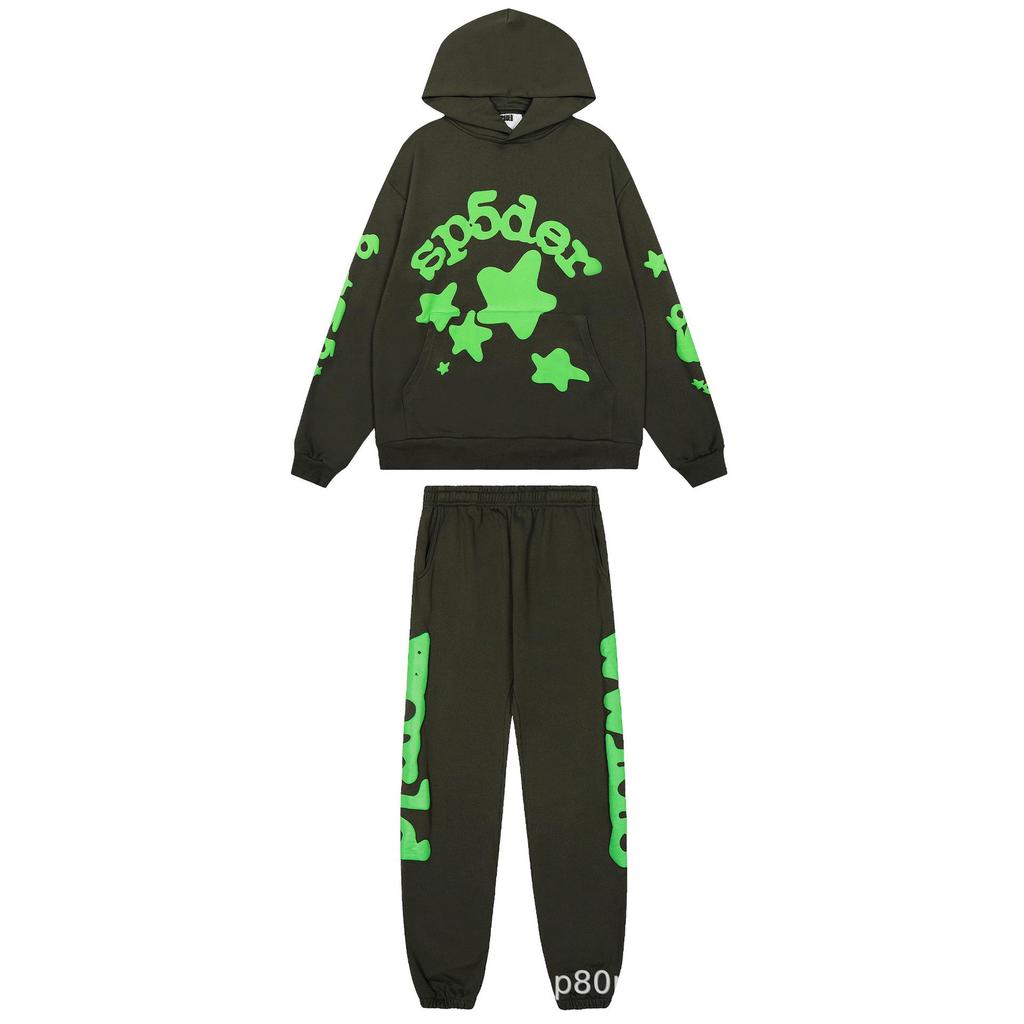 Американский тренд Sp5der5555 Худи из махровой ткани с рисунком паутины