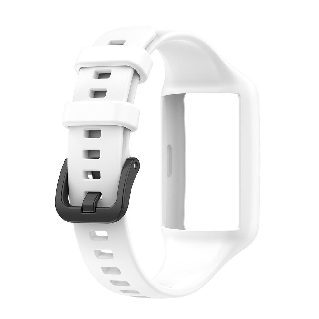 Ремешок для Honor Band 6 Силиконовый Спортивный Ремешок для Часов Черная Стальная Пряжка Браслет для Huawei Band 7/6 с Защитой Рамки Часов