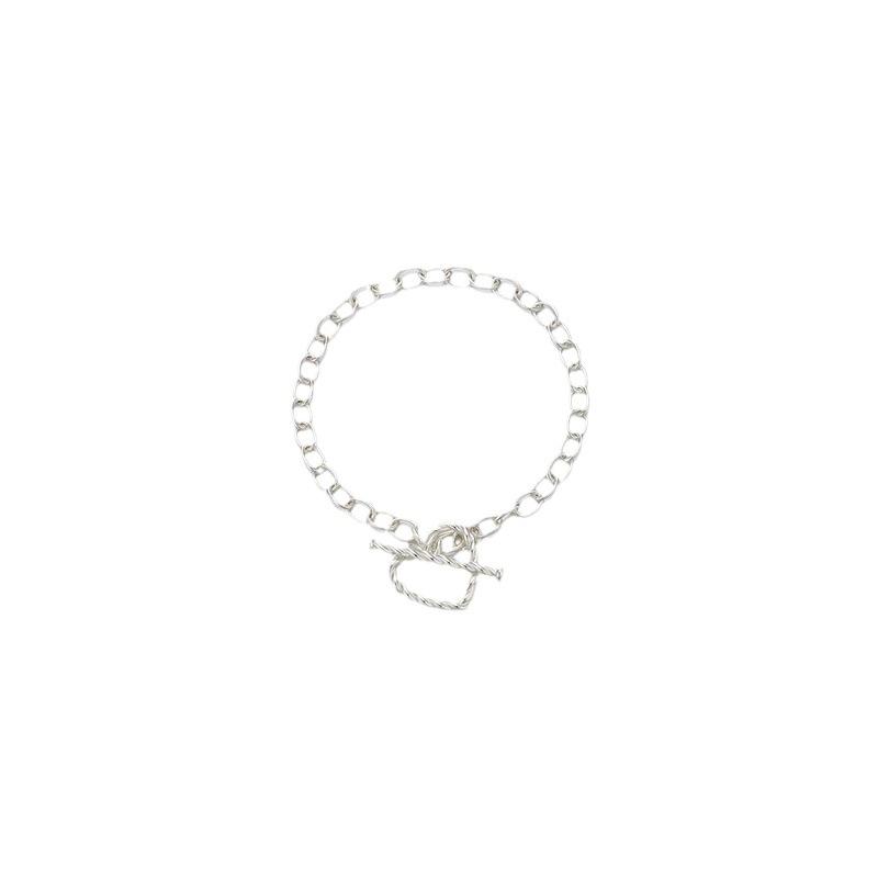 Sterling Silver S925 Silver Bracelet Twist Love Bracelet for Women Hip Hop OT-shaped Buckle Design Hollow Heart-shaped Bracelet