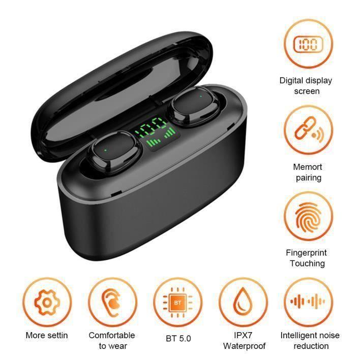 Écouteur G5S BT5.0 Véritable casque stéréo sans fil IPX7 étanche 9D qualité sonore casque de sport