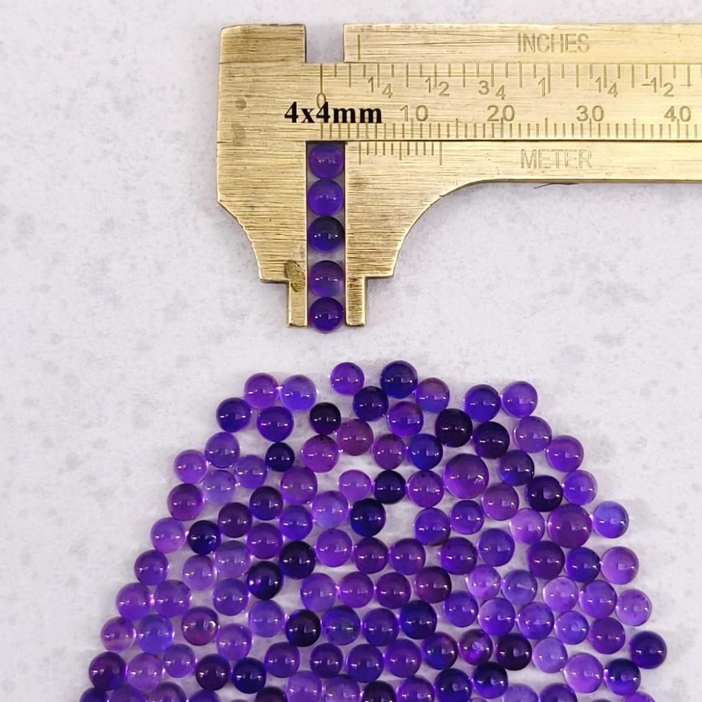 Партия кабошонов из натурального аметиста, круглая форма, 4x4 мм, для изготовления ювелирных изделий, мелкие кристаллические кабошоны