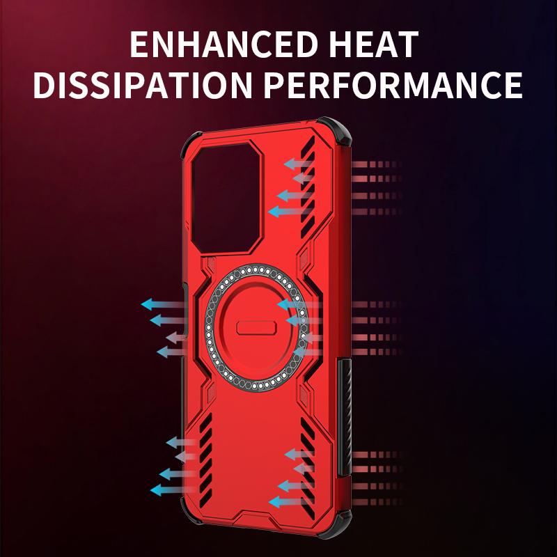 KEYSION Полый чехол для отвода тепла для Redmi 13C 4G 5G Силикон+ПК Магнитное охлаждение Противоударный чехол для телефона для Xiaomi POCO C65