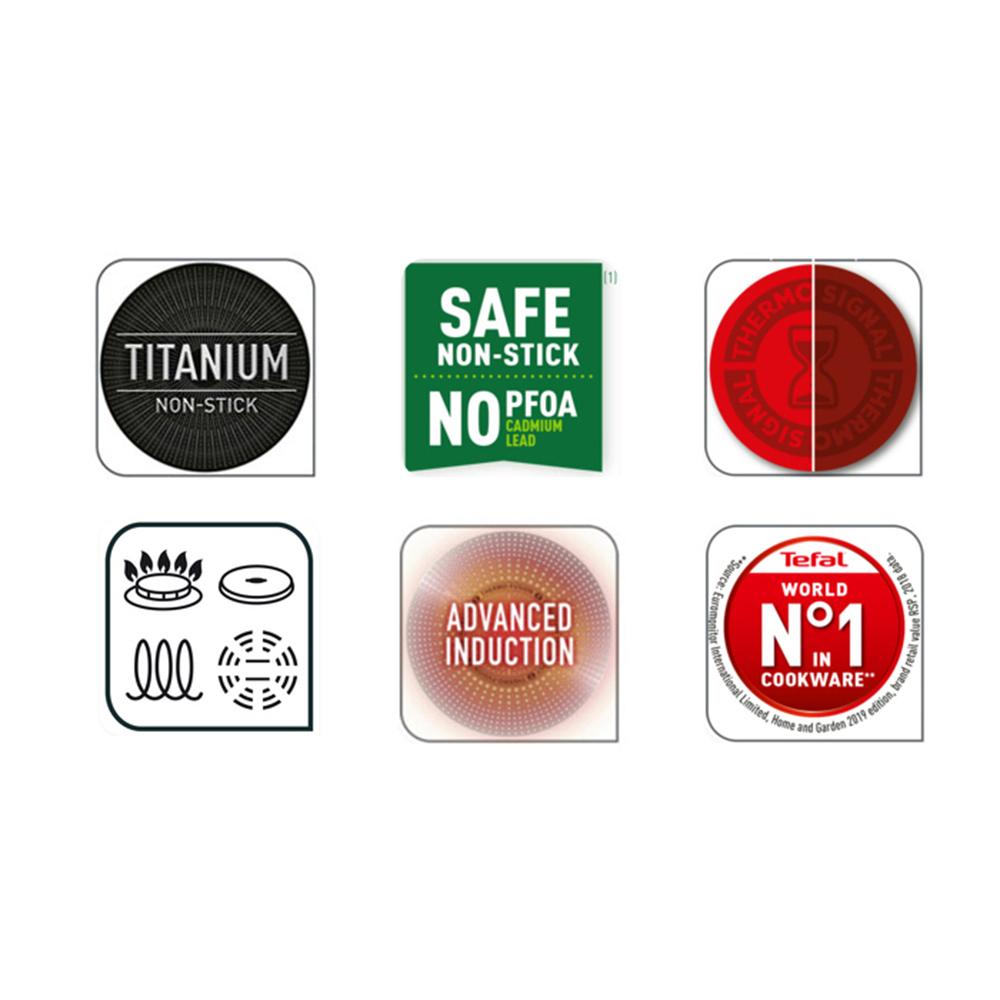 Tefal Индукционная сковорода-вок Excellence с титановым антипригарным покрытием (28см) Можно мыть в посудомоечной машине в духовке без PFOA Red