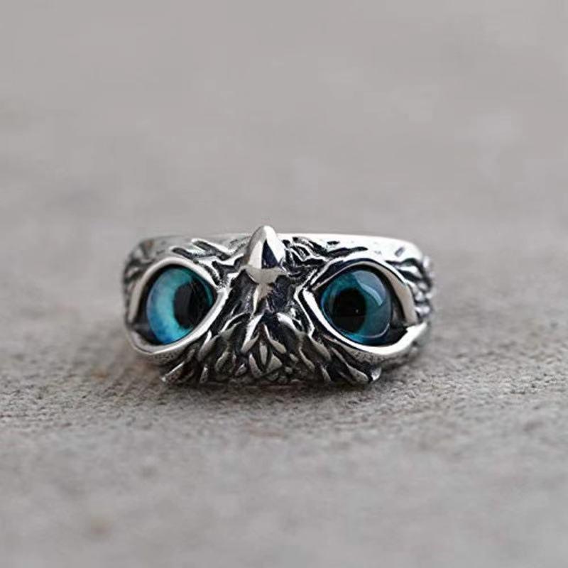 Adjustable Punk Owl Ring Open Animal Rings Statement Ring Jewelry Gifts Demon Eye Owl Ring Retro Animal Bird Open Ring