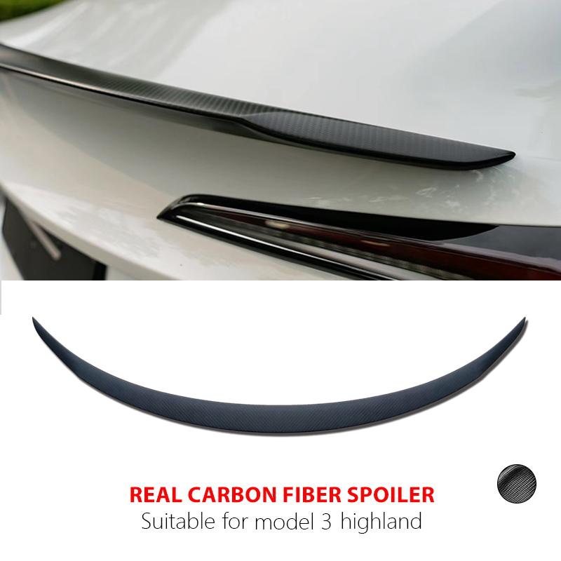 Heenvn For Tesla Model 3 Highland 2024-2026 Performance Version Real Carbon Fiber Spoiler Rear Trunk Wing Exterior Accessories