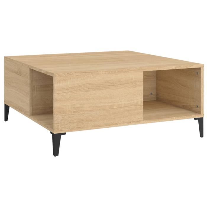 VidaXL Coffee Table Sonoma Oak 80x80x36.5 Cm Engineered Wood 821103